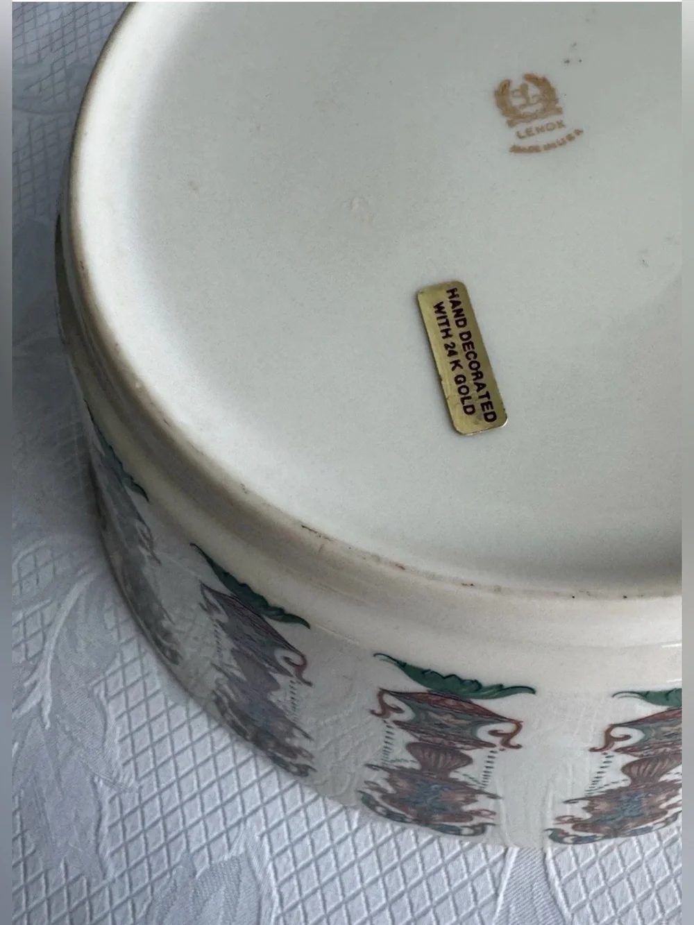 Lenox Lido 10.5” Serving Bowl – Turquoise & 24K Gold Trim